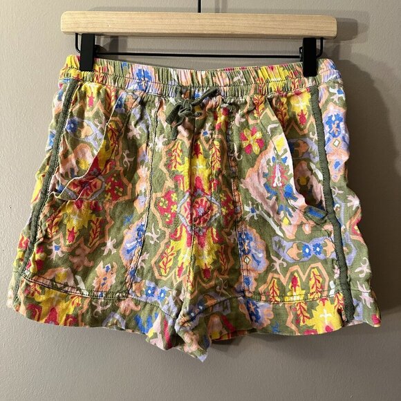 ⭐️ Host Pick ⭐️ Women's S Zara Aztec Printed Drawstring Shorts Linen Blend Funky - Picture 4 of 8